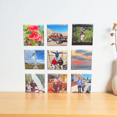 9 Pack of 2"x2" Custom Photo Magnet Gifts - Personalized Fridge Keepsakes